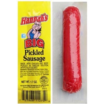 Hannah's Big Pickled Sausages (No Pork) - 1.7oz