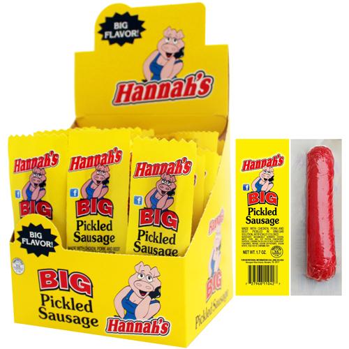Hannah's Big Pickled Sausages (With Pork) - 1.7oz (20-ct)